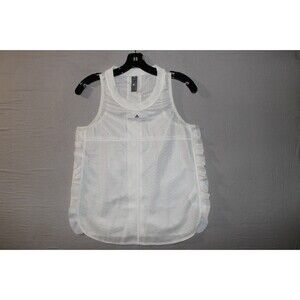 Adidas Stella McCartney Womens Tank XS XSmall White Mesh Loose Fitting Ruffles